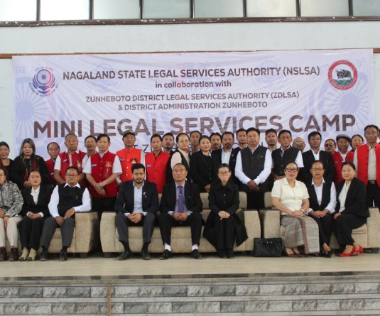NSLSA officials along with other dignitaries during a legal services camp held at the Multi Purpose Hall, Zunheboto Town, on May 29. (Morung Photo)